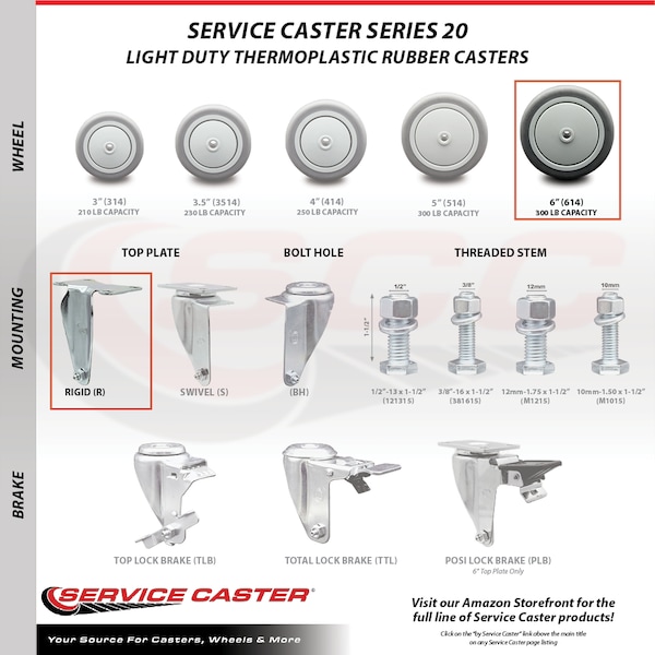 Cambro Beverage Service Cart Swivel Caster Replacement Set-
